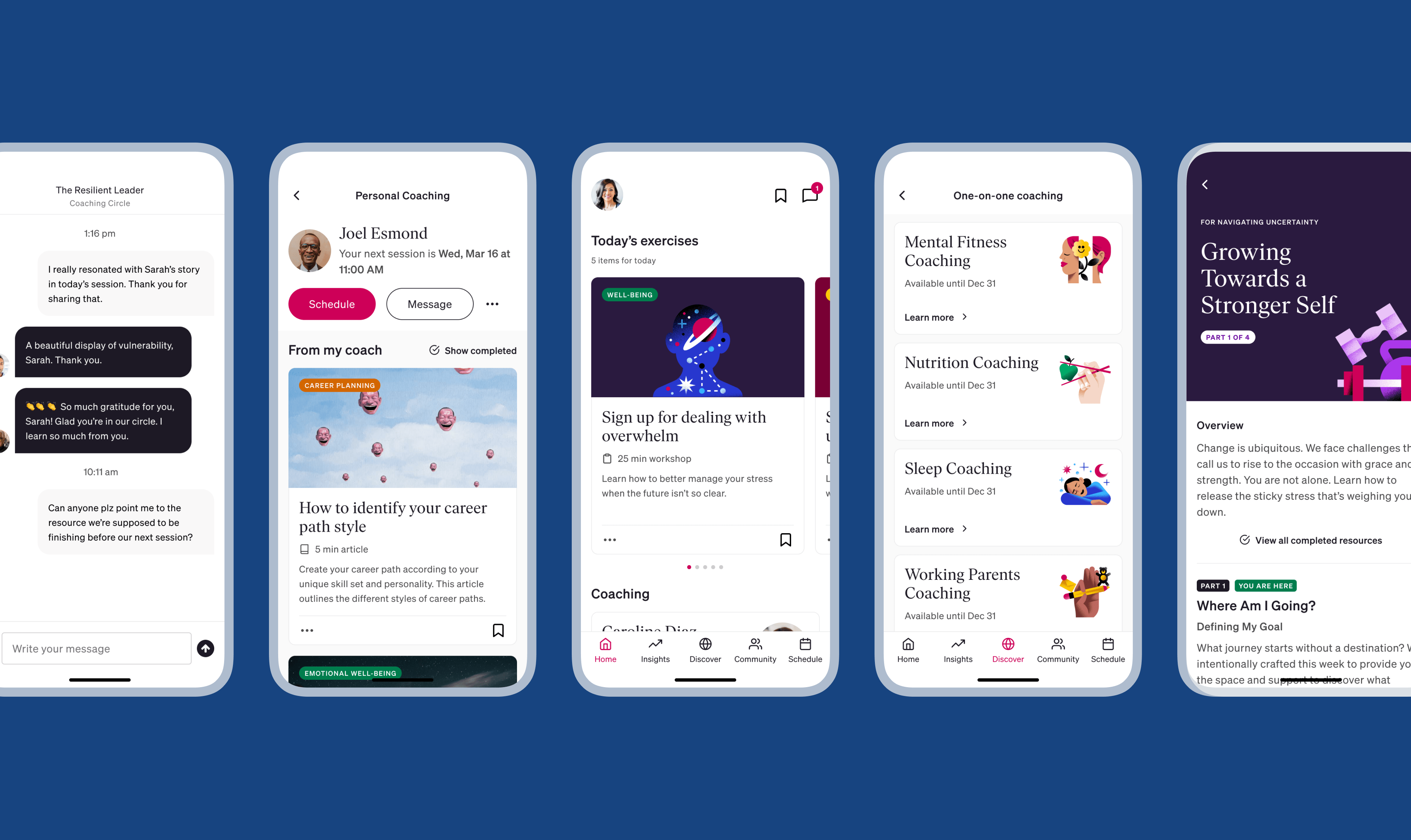 Product design with rebrand for virtual coaching experience on mobile for BetterUp