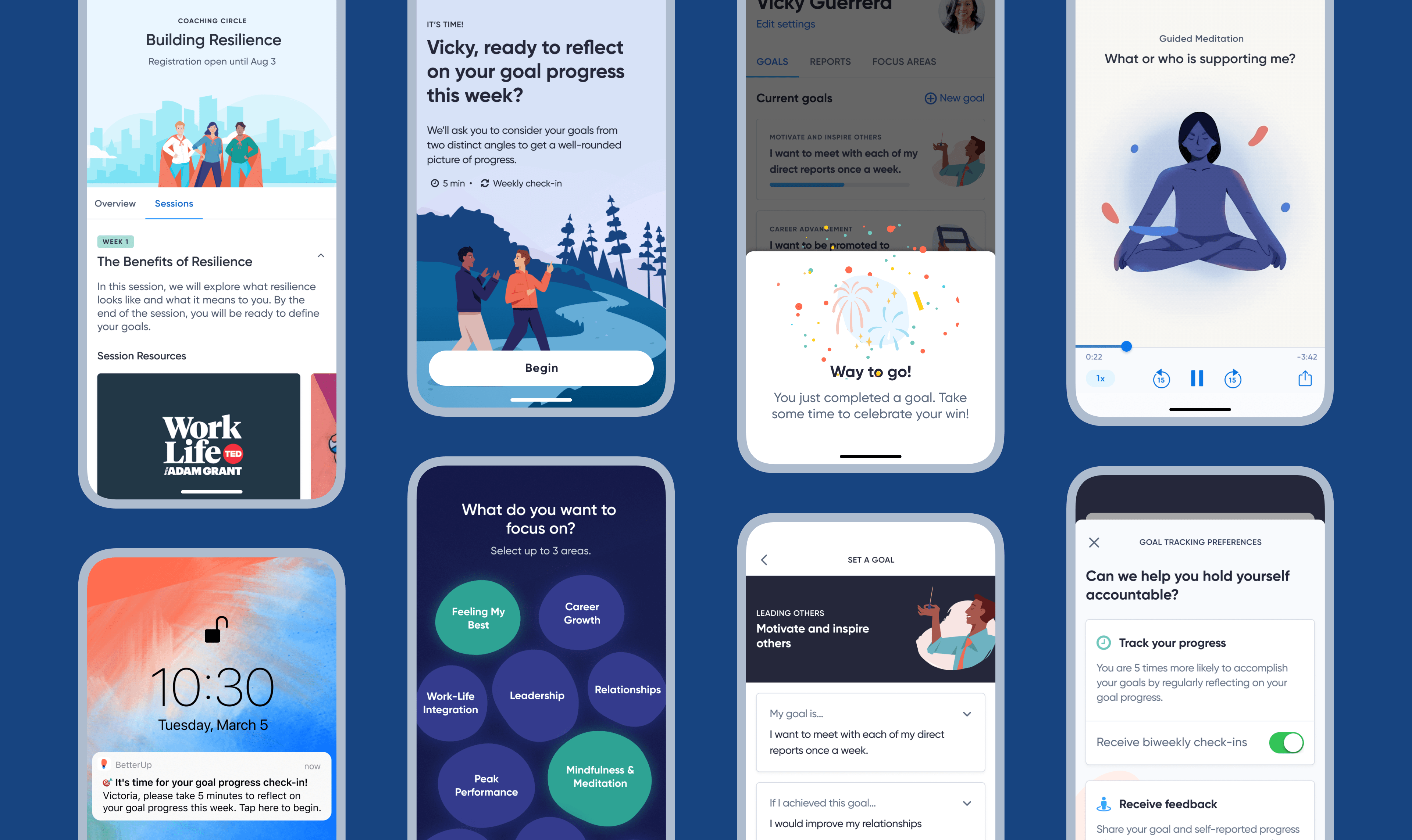 Product design for virtual coaching experience on mobile for BetterUp