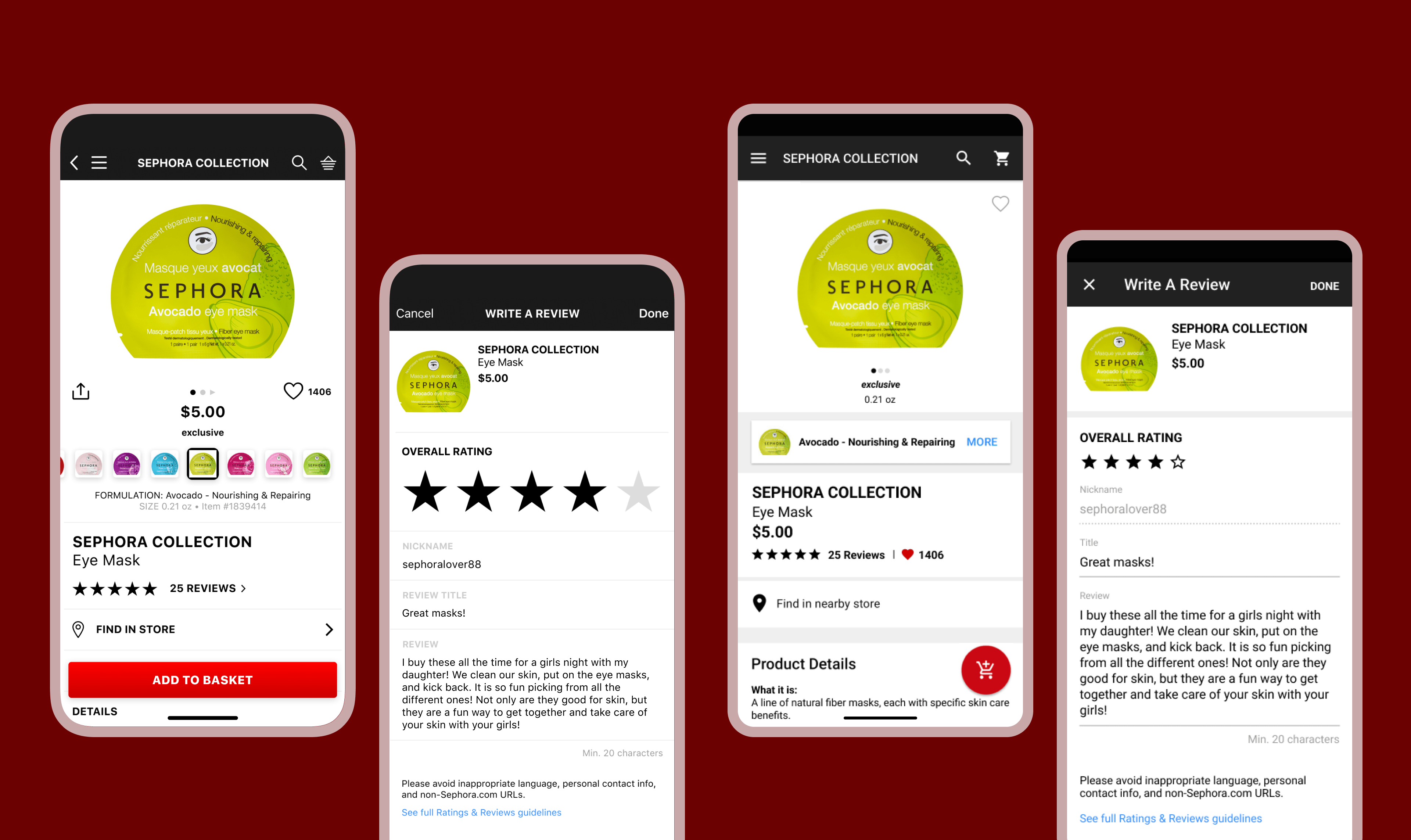 Product design for new product pages in Sephora mobile apps